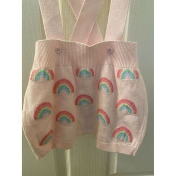 Angel Dear Rainbow Suspender Knit Shorts Bloomers Pink Size 12-18 Months NWT - Picture 3 of 9